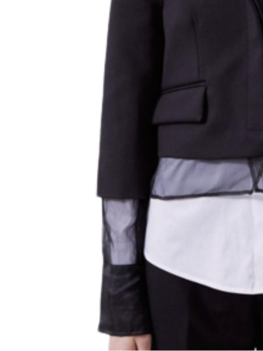 Meimeij Kurz Damen Blazer Schwarz