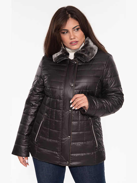 Microcoat Kurz Damen Puffer Jacke Wasserdicht für Winter ΜΑΥΡΟ