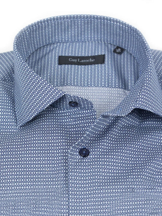 Guy Laroche Men's Shirt Long Sleeve Cotton Blue