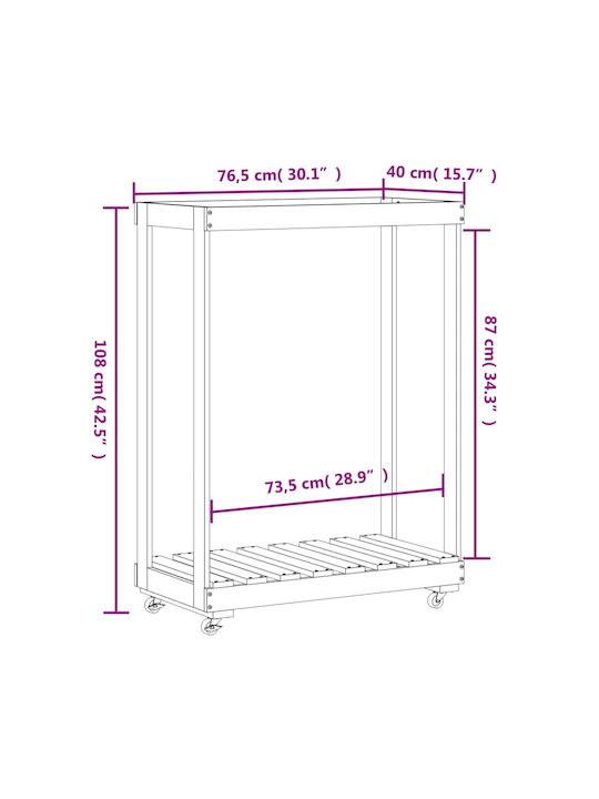 vidaXL Hölzernes Regal Holzlagerung 76.5x40x108cm