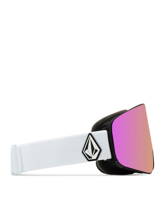 Volcom Odyssey Masca de schi și snowboard Pentru adulți Alb cu Lentilă în culoarea Roz