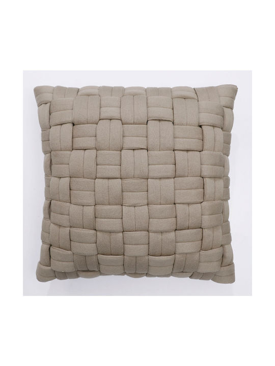 Liolios Home Μαξιλάρι Καναπέ Clusp από 100% Βαμβάκι Sandy Brown 50x50εκ.