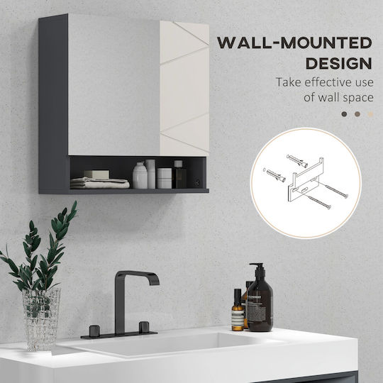 Kleankin Countertop without Sink with Mirror L55xW17xH55cm Gray