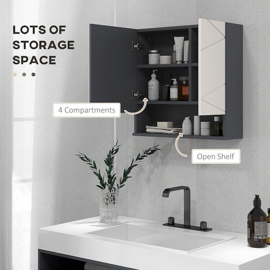 Kleankin Countertop without Sink with Mirror L55xW17xH55cm Gray