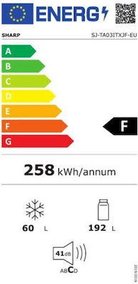 Sharp SJ-TA03ITXJF Ψυγείο Δίπορτο 252lt NoFrost Υ166.5xΠ54xΒ63εκ. Μπεζ