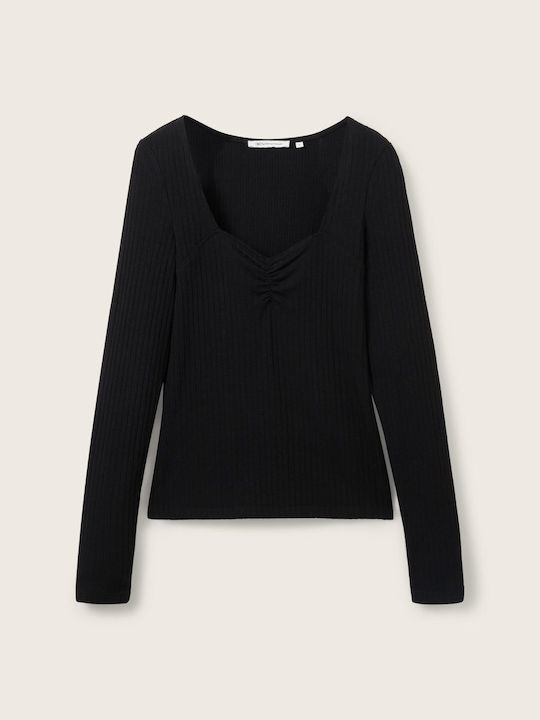 Tom Tailor Damen Bluse Langärmelig Black.