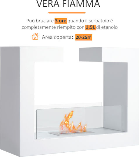 HomCom Επιτραπέζιο Τζάκι Βιοαιθανόλης Εσωτερικού / Εξωτερικού Χώρου Λευκό 78x25x58cm