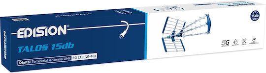 Edision Talos 26-00-0022 Outdoor TV Antenna (Does not Require Power Supply) 15db LTE 5G 21-48ch Blue