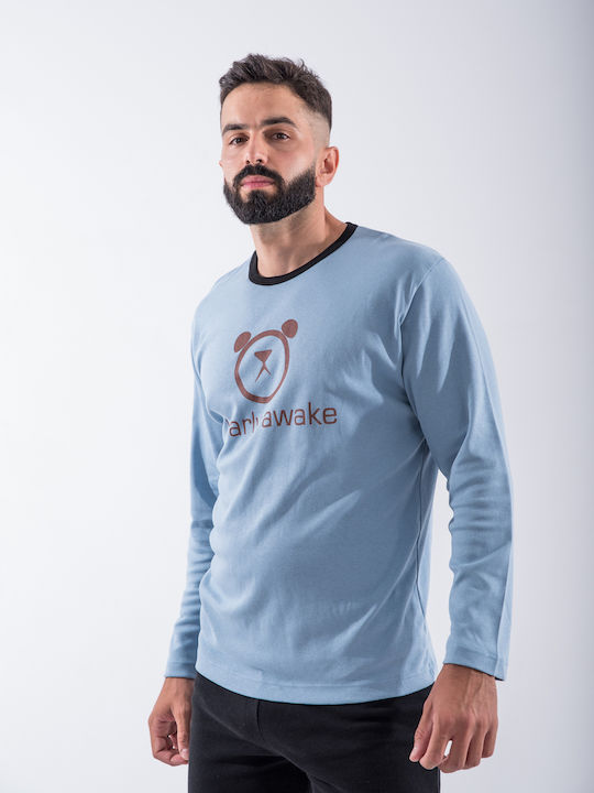 Cherry Underwear Χειμερινή Ανδρική Πιτζάμα Βαμβακερή Γαλάζιο