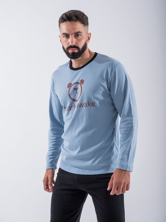 Cherry Underwear Men's Winter Pajamas Set Light Blue