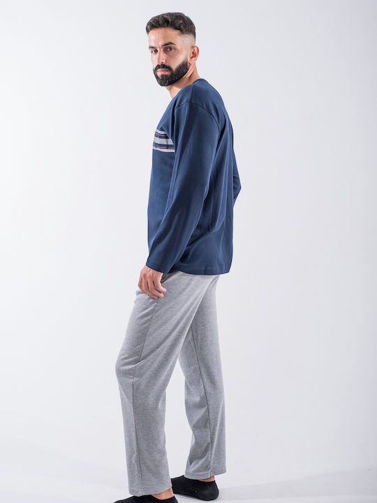 Cherry Underwear Men's Winter Pajamas Set Blue.