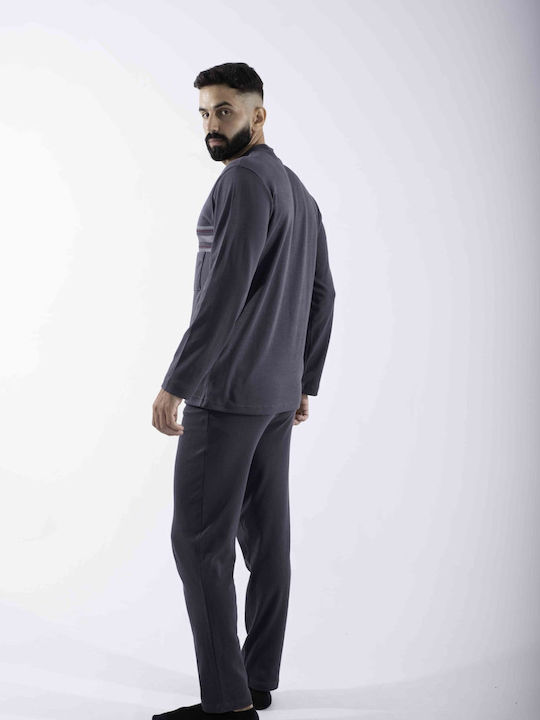 Cherry Underwear Men's Winter Pajamas Set Gray