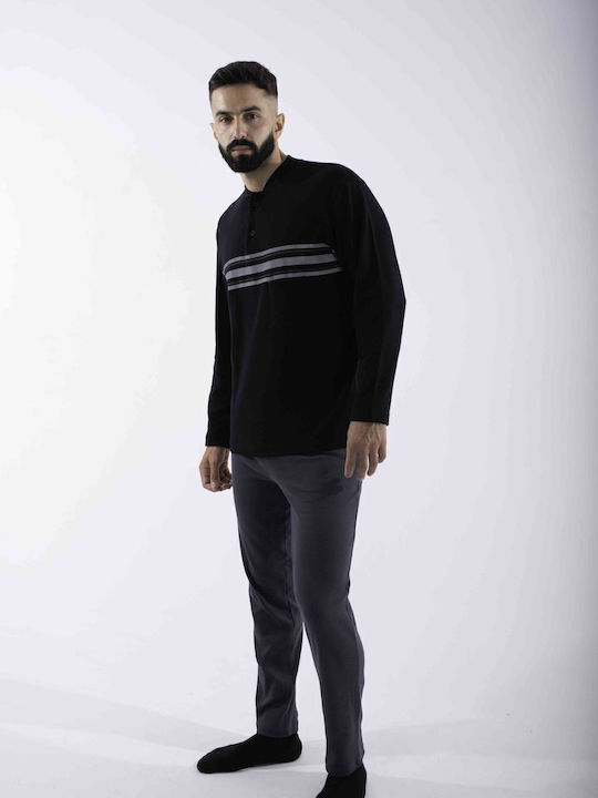 Cherry Underwear Men's Winter Pajamas Set Black