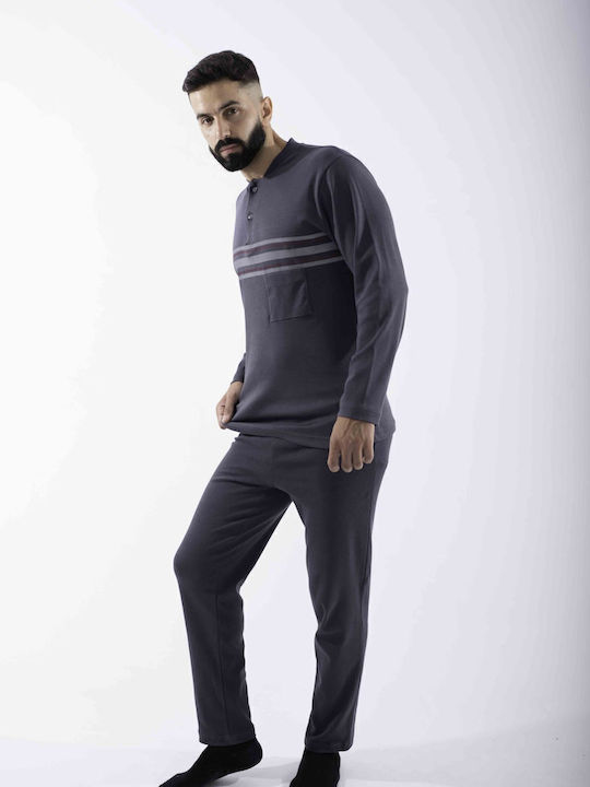Cherry Underwear Men's Winter Pajamas Set Gray