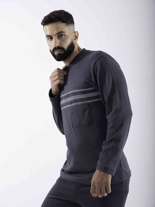 Cherry Underwear Men's Winter Pajamas Set Gray