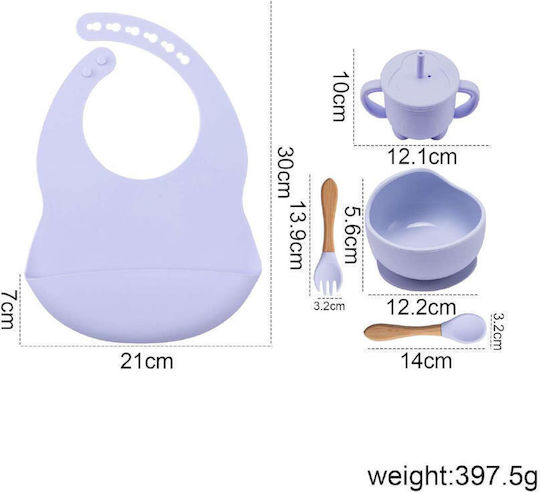 Miko Feeding Set made of Silicone with Non-Slip Base Yellow 4pcs