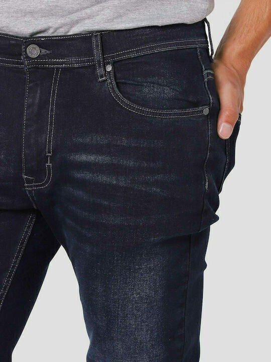 Men's Elastic Jeans Pants with Regular Fit Dk Blue Denim