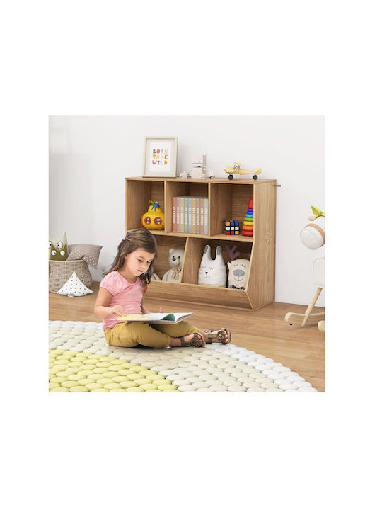 Costway Kids Wooden Toy Organizer Brown 90x40x76cm