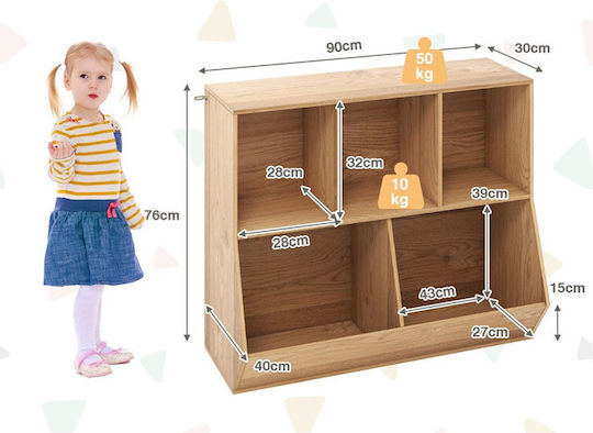 Costway Toy Storage System made of Wood Brown 90x40x76cm 1pcs