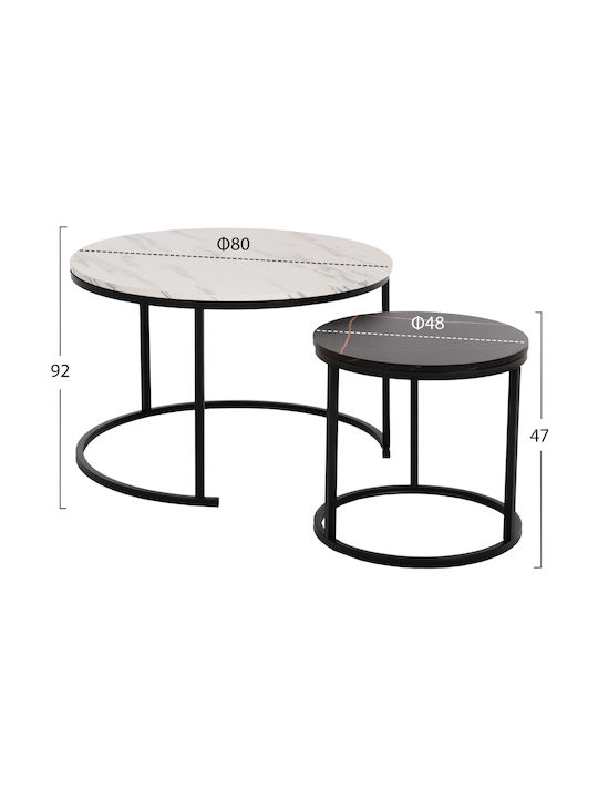 Set Zigon Rotund Din Lemn Negru 2 Buc M80xL80xÎ48cm