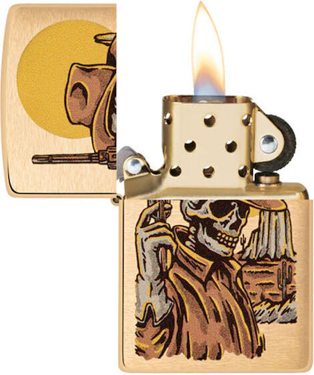 Zippo Skull Flame Lighter In Gold Colour