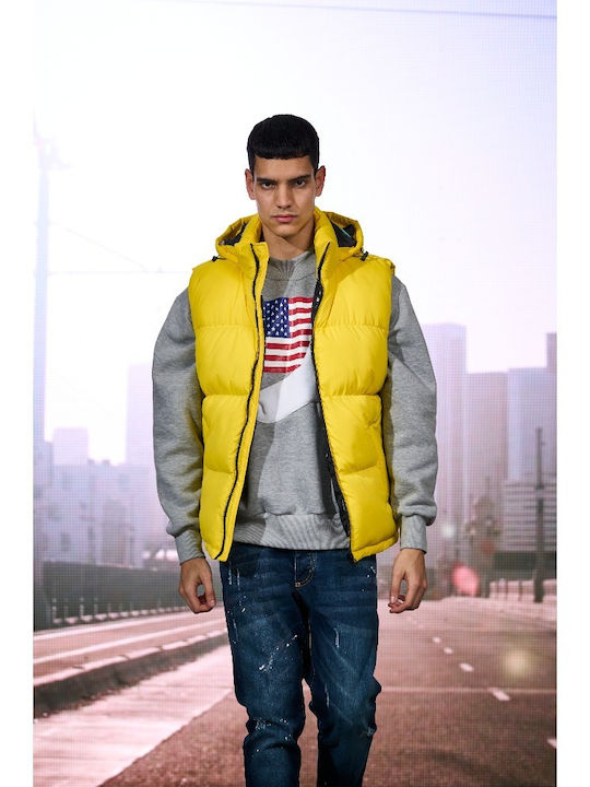 But Not Men's Sleeveless Puffer Jacket Yellow