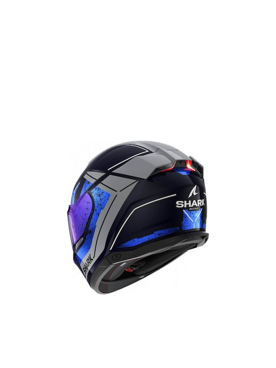 Shark Skwal I3 Phad Blue / Chrome / Silver Motorcycle Helmet Full Face ECE 22.06 1585gr with Pinlock
