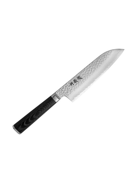 Ryusen Micarta Tangan Ryu Knife Santoku from Damascus Steel 17cm