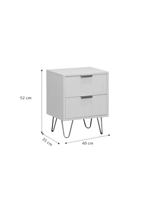 Bedside Table Culture Wooden White 40x35x52cm