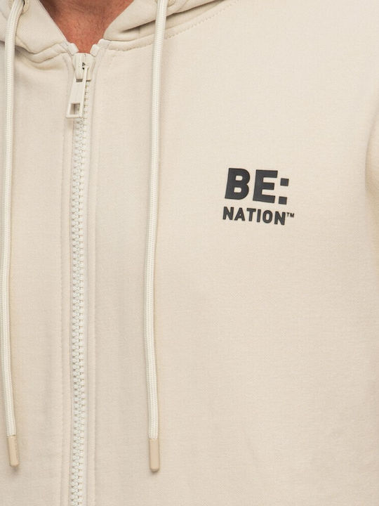 Be:Nation Men's Sweatshirt Jacket with Hood Greige