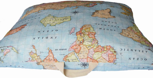 Decocraft Μαξιλάρα Δαπέδου Worldmap Μπλε 70x70εκ.