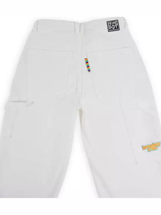 Damen Stoff Hose in Weitem Schnitt White