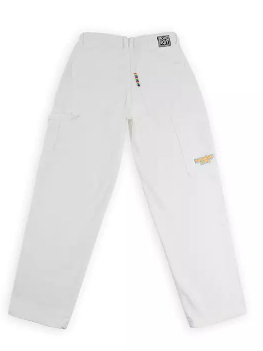 Damen Stoff Hose in Weitem Schnitt White