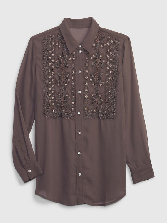 GAP Women's Long Sleeve Shirt cashmere brown