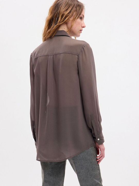 Μακρυμάνικο Γυναικείο Πουκάμισο cashmere brown