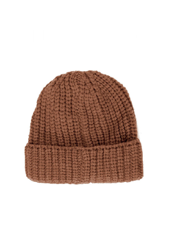 Rose Accessories Beanie Unisex Beanie with Knit in Brown color