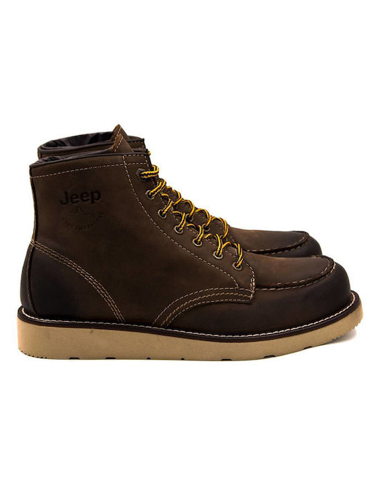 Jeep Footwear Δερμάτινα Καφέ Ανδρικά Μποτάκια