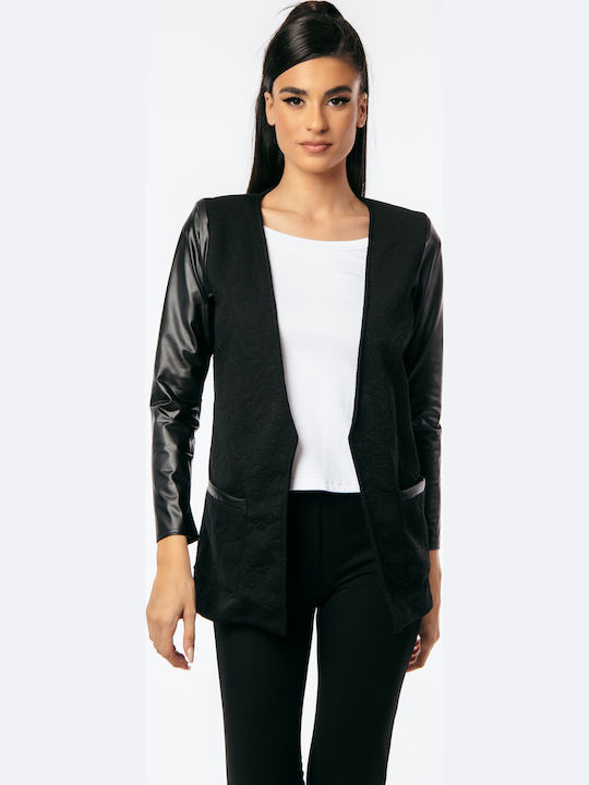 Dress Up Blazer pentru femei Piele Sacou Black