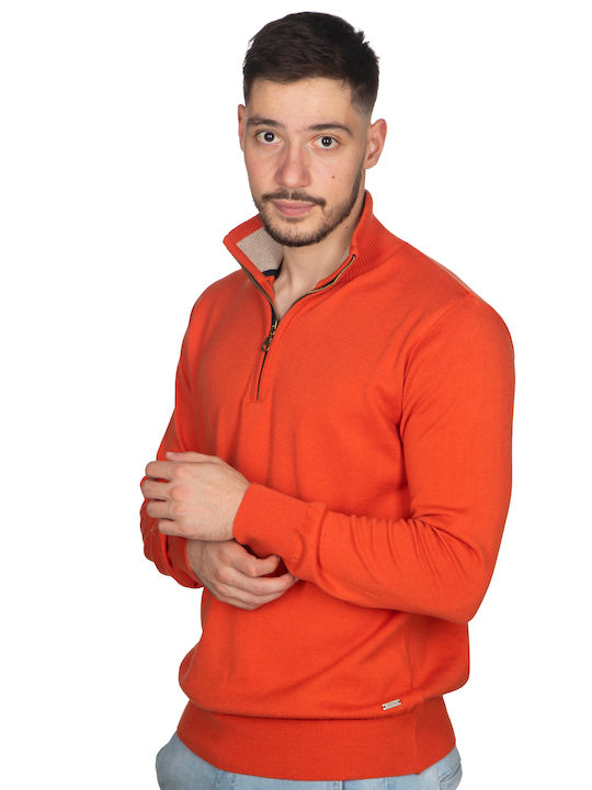 Vera Men's Long Sleeve Blouse with Zipper Orange