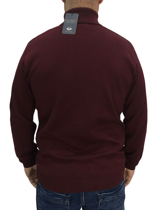 Side Effect Herren Langarm-Pullover Rollkragen Bordeaux (Bordo)