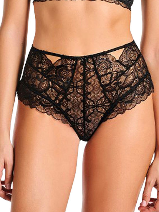 Lida High-waisted Women's Brazil with Lace Black