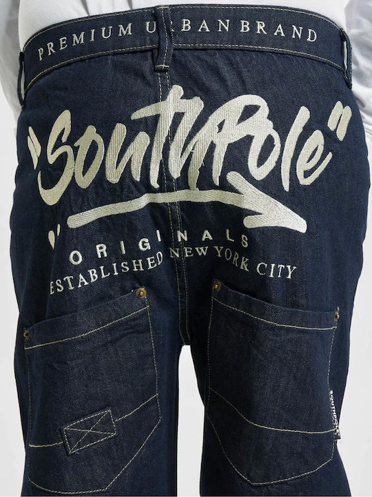 Script Ανδρικό Παντελόνι Τζιν με Loose Straight Εφαρμογή Raw Indigo