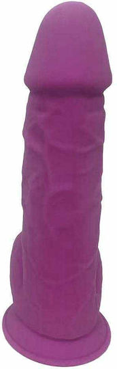 Dream Toys Real Love Silicone Dildo Balls Glass Dildo with Balls and Suction Cup Purple 21cm