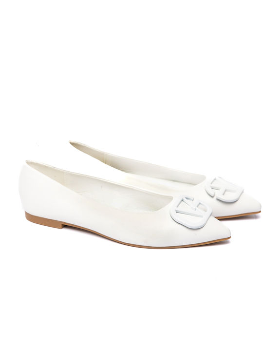 Malesa Pointy Ballerinas White