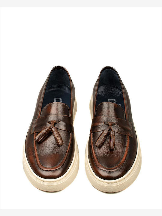 Δερμάτινα Ανδρικά Loafers σε Καφέ Χρώμα