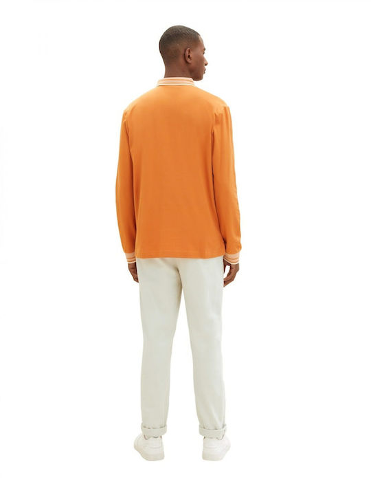 Tom Tailor Men's Long Sleeve Blouse Polo Orange