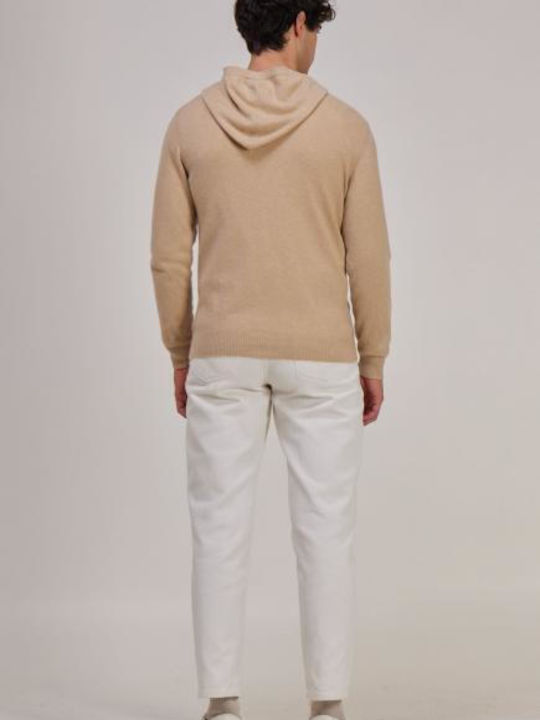 Wool & Co Wool&co Men's Sweatshirt with Hood CREMA WO8161_0036