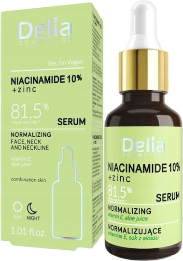 Delia Cosmetics Niacinamide 10% Zinc Moisturizing & Anti-aging Serum Face with Niacinamide for Dark Spots & Acne 30ml
