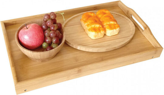 KING Hoff Bamboo Rectangular Bed Tray made of Bamboo with Handles in Beige Color 50x30x7cm KH-1502 1pcs