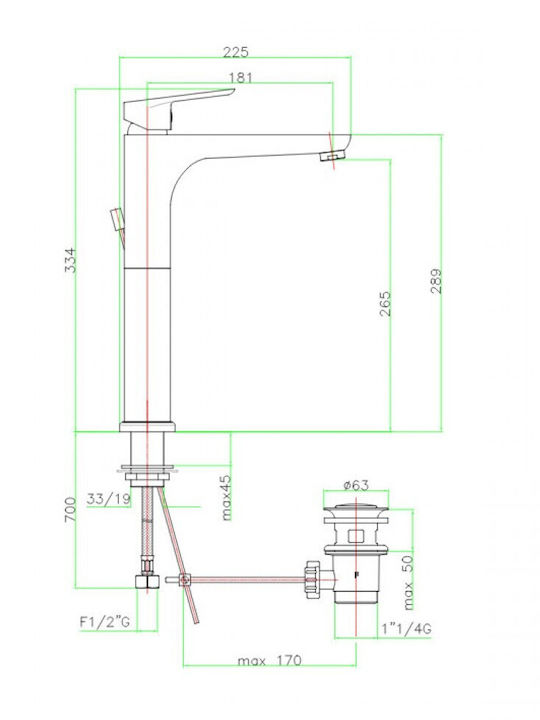 Fiore Mixing Tall Sink Faucet Silver